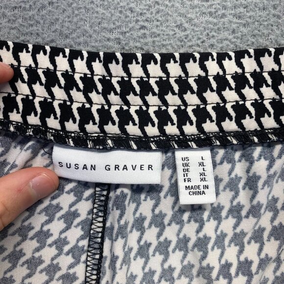 Susan Graver Stretch Wide Leg Pants Women’s Size L Herringbone Pattern,Pockets - Picture 3 of 9